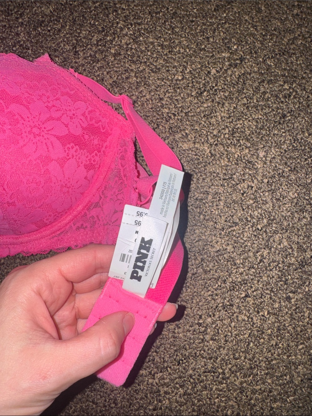 Victoria's Secret Neon Pink Lace Push-Up Bra - Picture 3 of 4